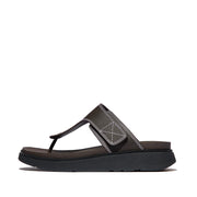 GEN-FF Mens Adjustable Stitch-Detail Textile/Leather Toe-Post Sandals