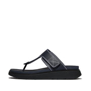 GEN-FF Mens Adjustable Stitch-Detail Textile/Leather Toe-Post Sandals