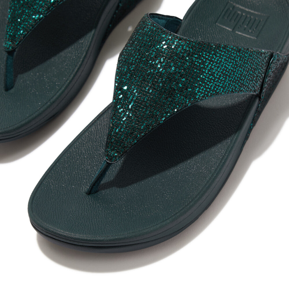 FitFlop Lulu Crystal Embellished Toe-Post Sandals - Metallic Chocolate Brown