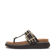 GEN-FF Buckle Stripe-Weave Toe-Post Sandals