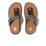 GEN-FF Buckle Stripe-Weave Toe-Post Sandals