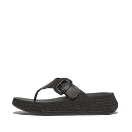 F-MODE Espadrille Adjustable Leather Flatform Toe-Posts