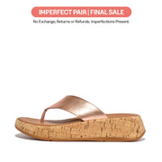 [IMPERFECT PAIR] F-MODE Metallic Leather Cork Flatform Toe-Post Sandals