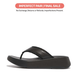 [IMPERFECT PAIR] F-MODE Crochet-Stitch Leather Flatform Toe-Post Sandals