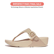 LULU Crystal-Buckle Leather Toe-Post Sandals