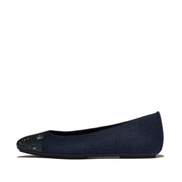 DELICATO Crystal Cap-Toe Denim Ballerinas