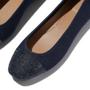 DELICATO Crystal Cap-Toe Denim Ballerinas