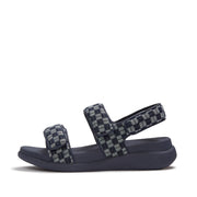 F-MODE Go Adjustable Checkerboard-Denim Back-Strap Sandals