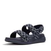 F-MODE Go Adjustable Checkerboard-Denim Back-Strap Sandals