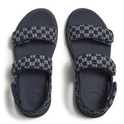 F-MODE Go Adjustable Checkerboard-Denim Back-Strap Sandals
