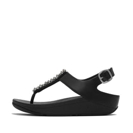 FINO Pearls and Crystal Back-Strap Toe-Post Sandals