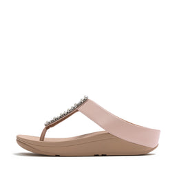 FINO Pearls-and-Crystal Toe-Post Sandals