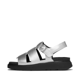 GEN-FF Metallic Tumbled-Leather Fisherman Sandals