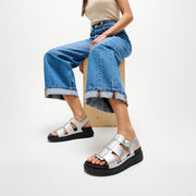 GEN-FF Metallic Tumbled-Leather Fisherman Sandals