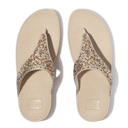 LULU Crystal-Mix Metallic Toe-Post Sandals