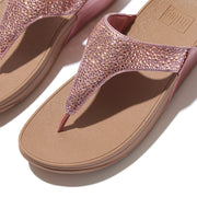 LULU Crystal-Mix Metallic Toe-Post Sandals