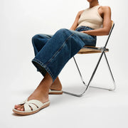 SOLAY Waterproof-Leather Woven Slides