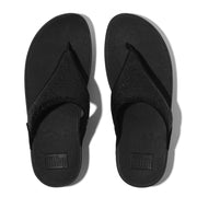 LULU Crinkled-Shimmer Toe-Post Sandals