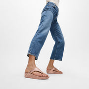 LULU Crinkled-Shimmer Toe-Post Sandals