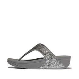 LULU Crinkled-Shimmer Toe-Post Sandals