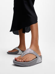 LULU Crinkled-Shimmer Toe-Post Sandals