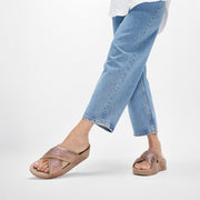 LULU Crinkled-Shimmer Cross Slides