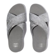 LULU Crinkled-Shimmer Cross Slides