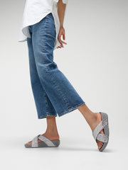 LULU Crinkled-Shimmer Cross Slides