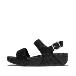 LULU Crinkled-Shimmer Back-Strap Sandals