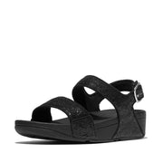 LULU Crinkled-Shimmer Back-Strap Sandals