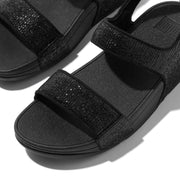 LULU Crinkled-Shimmer Back-Strap Sandals