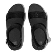 LULU Crinkled-Shimmer Back-Strap Sandals