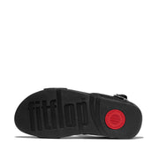 LULU Crinkled-Shimmer Back-Strap Sandals