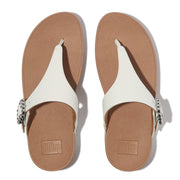 LULU Crystal-Buckle Leather Toe-Post Sandals