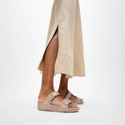 LULU Crystal-Buckle Leather Slides