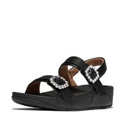 LULU Crystal-Buckle Leather Back-Strap Sandals