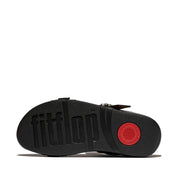 LULU Crystal-Buckle Leather Back-Strap Sandals