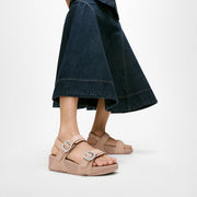 LULU Crystal-Buckle Leather Back-Strap Sandals