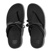 LULU Glitz-Bow Leather Toe-Post Sandals