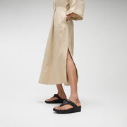 LULU Glitz-Bow Leather Toe-Post Sandals