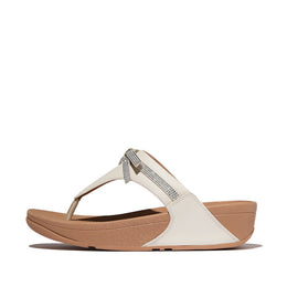 LULU Glitz-Bow Leather Toe-Post Sandals