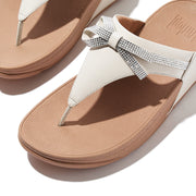 LULU Glitz-Bow Leather Toe-Post Sandals