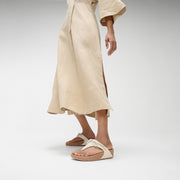 LULU Glitz-Bow Leather Toe-Post Sandals