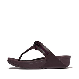 LULU Glitz-Bow Leather Toe-Post Sandals