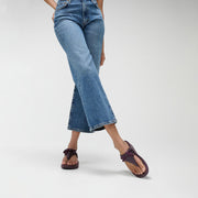 LULU Glitz-Bow Leather Toe-Post Sandals