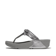 LULU Glitz-Bow Leather Toe-Post Sandals