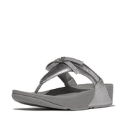 LULU Glitz-Bow Leather Toe-Post Sandals