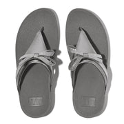 LULU Glitz-Bow Leather Toe-Post Sandals