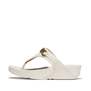 LULU Square-Chain Leather Toe-Post Sandals