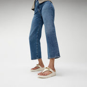 LULU Square-Chain Leather Toe-Post Sandals